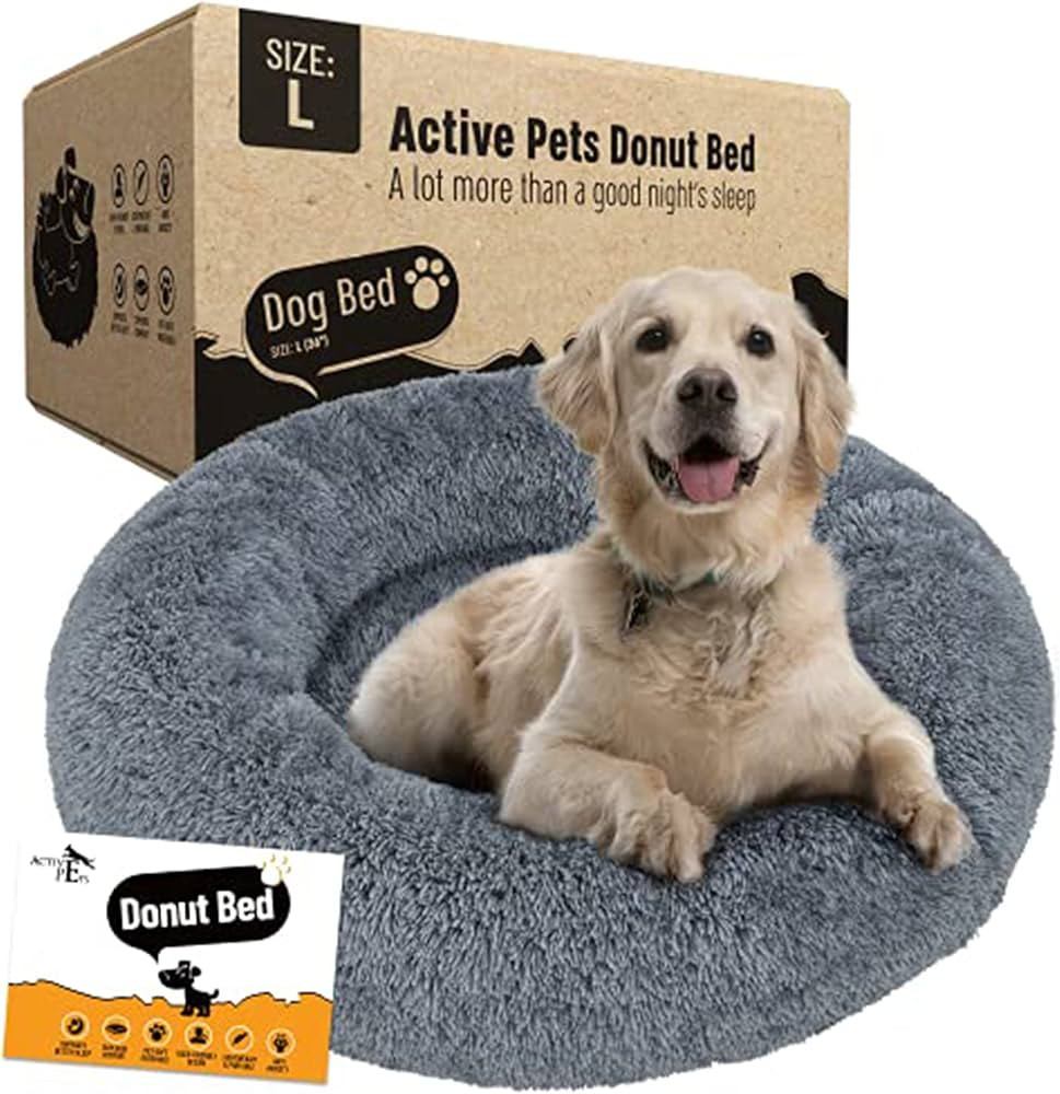 Active Pets Plush Calming Dog Bed, Donut Dog Bed for Small Dogs, Medium & Large, Anti Anxiety Dog... | Amazon (US)