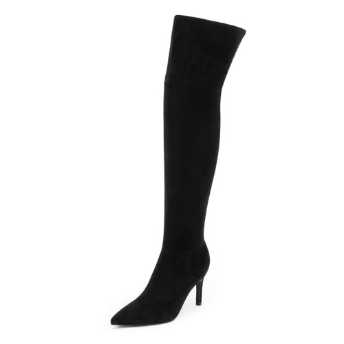 Modatope Black Over The Knee Boots for Women Sexy Suede Thigh High Long Boots Size 8.5 | Amazon (US)