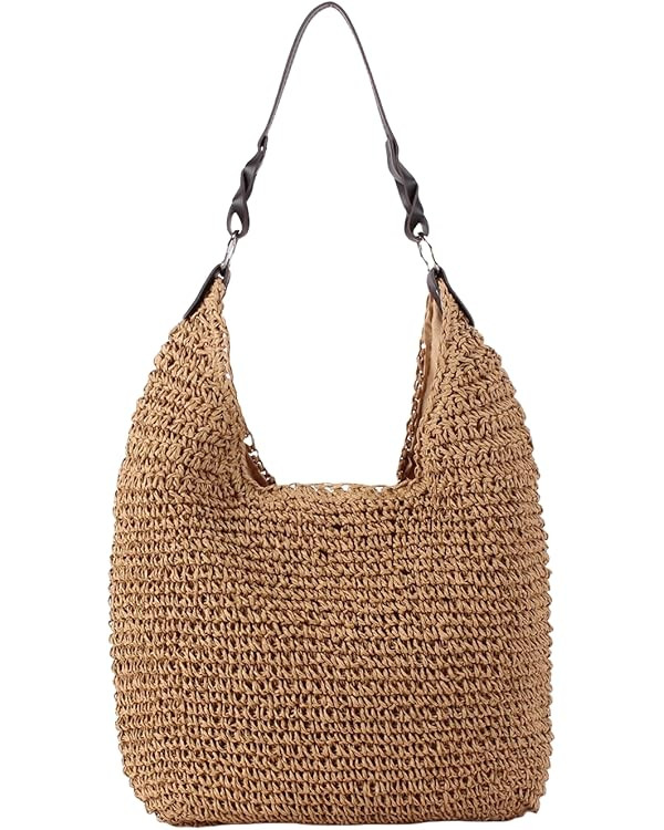 Women's Beach Straw Bag Large Straw Summer Handbags Handmade Woven Boho Hobo Raffia Tote Bags 202... | Amazon (US)