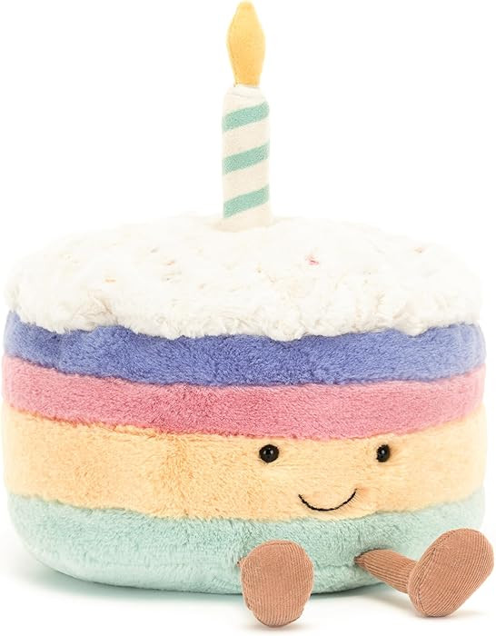 Jellycat Amuseables Rainbow Birthday Cake Stuffed Toy, Medium 6 inches - Dessert Plush - Birthday... | Amazon (US)