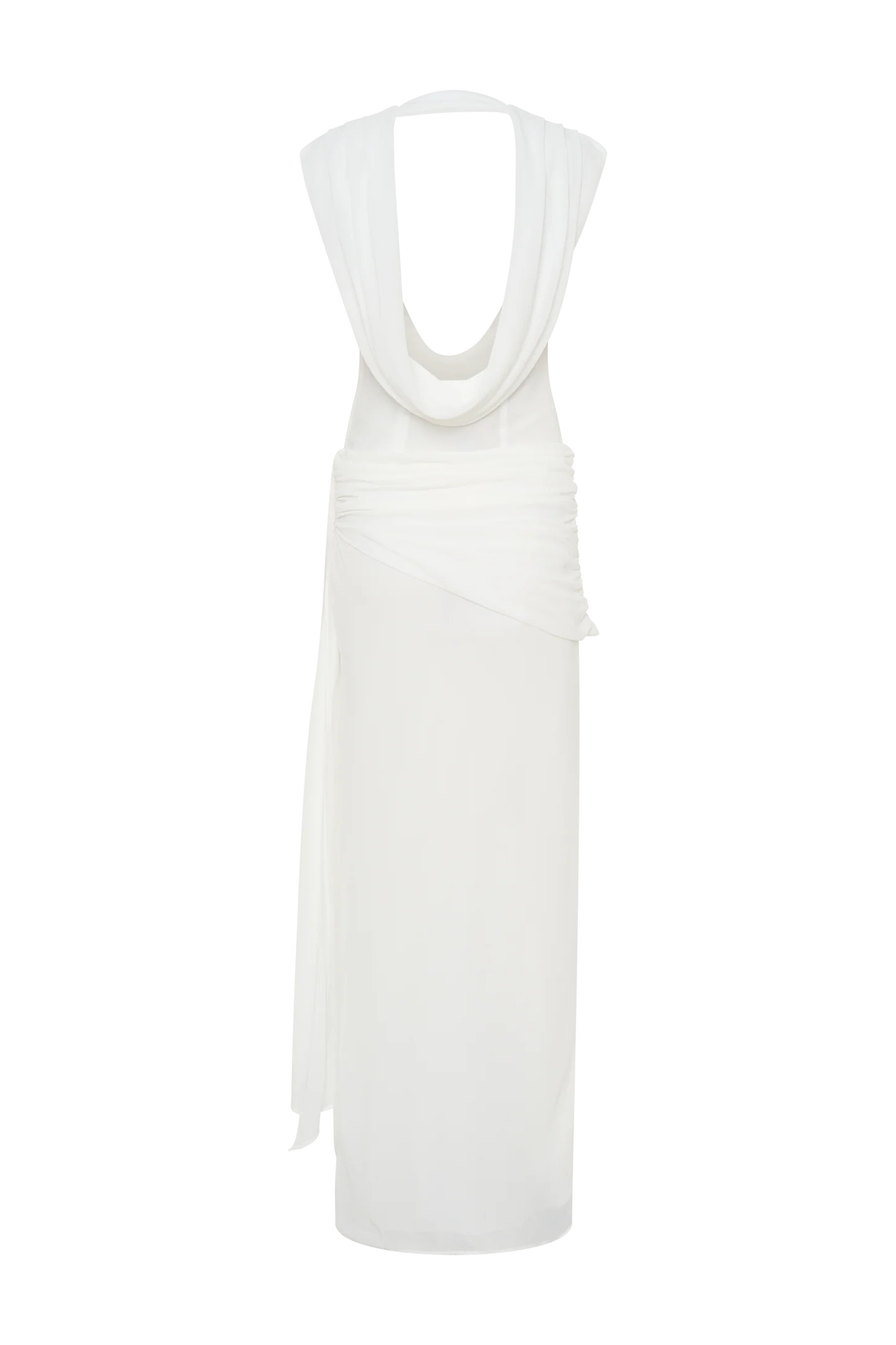 Giulia Chiffon Draped Maxi Dress - White | MESHKI US