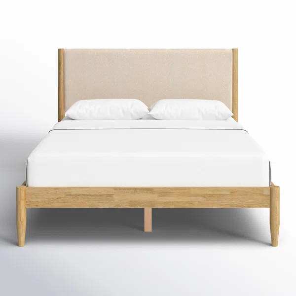 Beiler Solid Wood Boucle Upholstered Headboard Bed Frame | Wayfair North America