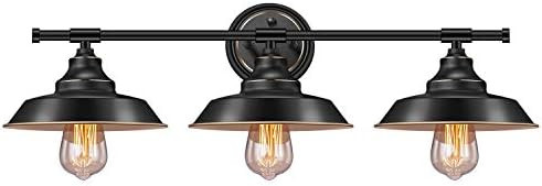 Farmhouse Rustic Style Vintage 3-Lights Vanity Wall Sconce Lighting, Elibbren E26 Base Metal Matt... | Amazon (US)