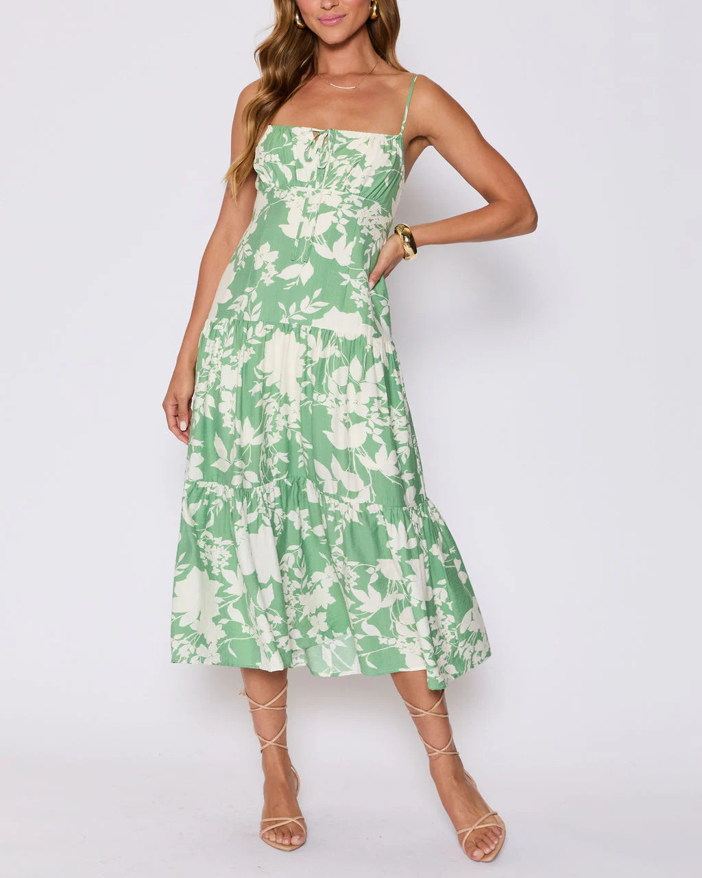 Abigail Floral Tiered Midi Dress | VICI