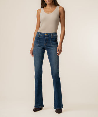 Natalie Mid Rise Flare in Champ Wash | Kut From Kloth