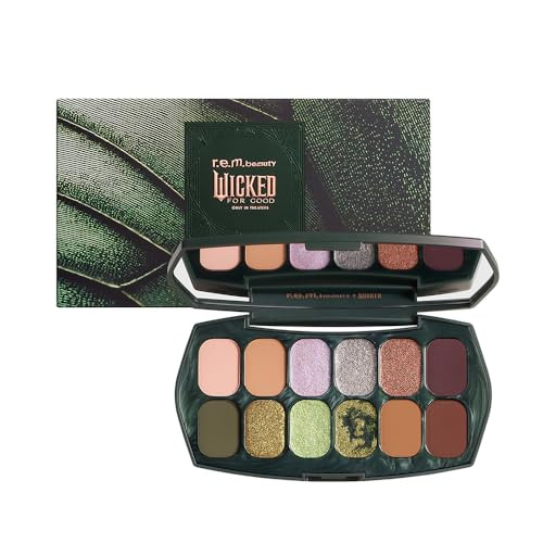 r.e.m. beauty by Ariana Grande Wicked: For Good | Ozian Forest Eyeshadow Palette | Highly Pigmented, Blendable Eye Shadows | Mix of Matte, Duo-Chrome, Shimmer and Glitter Formulas | 12 Shades | Amazon (US)
