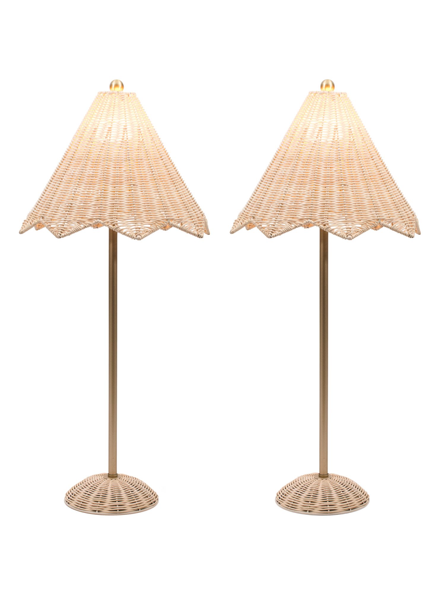 Set Of 2 Scalloped Rattan Table Lamps | Coastal | Marshalls | Marshalls