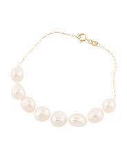 Made In Usa 14kt Gold Paperclip Chain And Pearl Bracelet | TJ Maxx