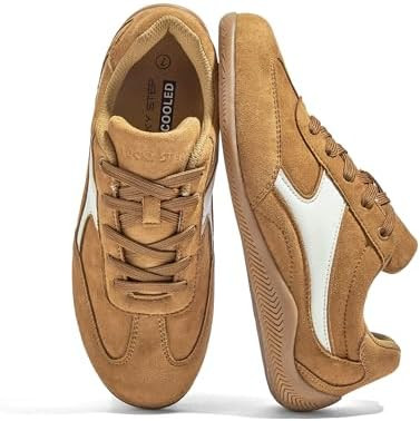 LUCKY STEP Women's Retro Casual Fashion Sneakers Classic Tennis Thin Sole Low Top Lightweight Run... | Amazon (US)