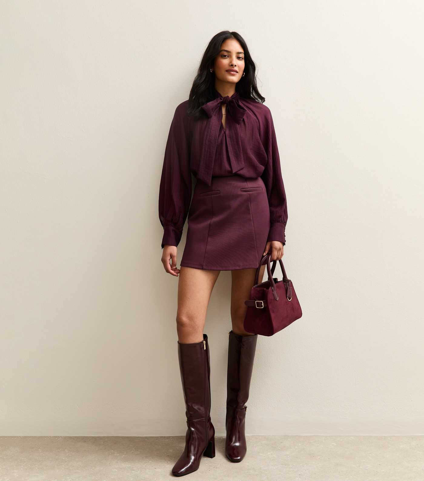 Dark Burgundy A Line Mini Skirt | New Look | New Look (UK)