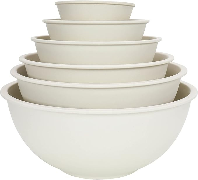 Chef Craft Eco Bamboo Fiber Mixing Bowl Set, 6 Piece Set, Natural | Amazon (US)