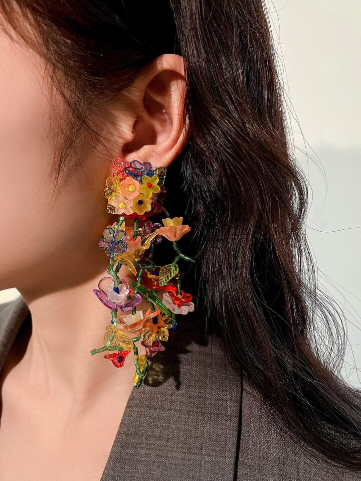 Bead Decor Flower Drop Earrings | SHEIN