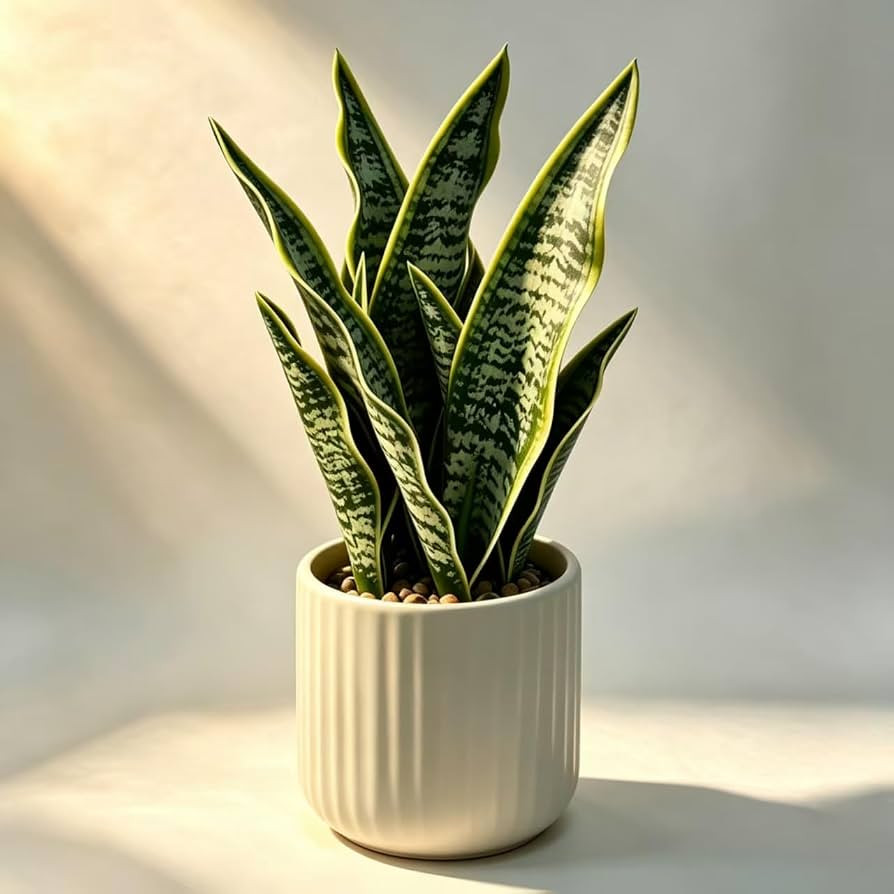 16 Inch Artificial Snake Plant in Ceramic Pot | Amazon (US)