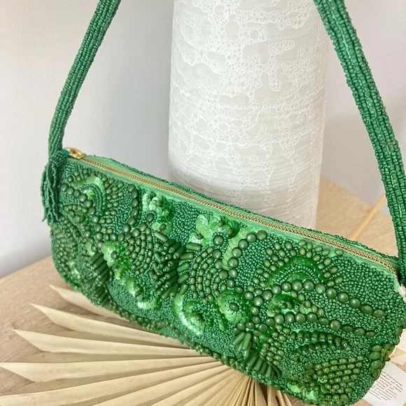 GREEN VIRAL BEADED BAG HANDCRAFTED NWT | Poshmark