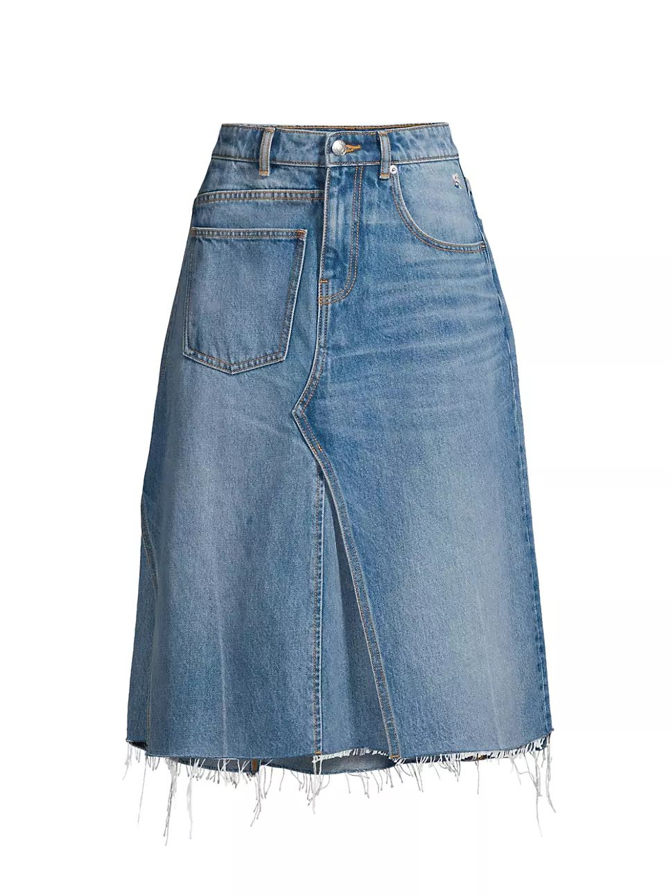 Tory Burch Deconstructed Denim Midi Skirt | Saks Fifth Avenue