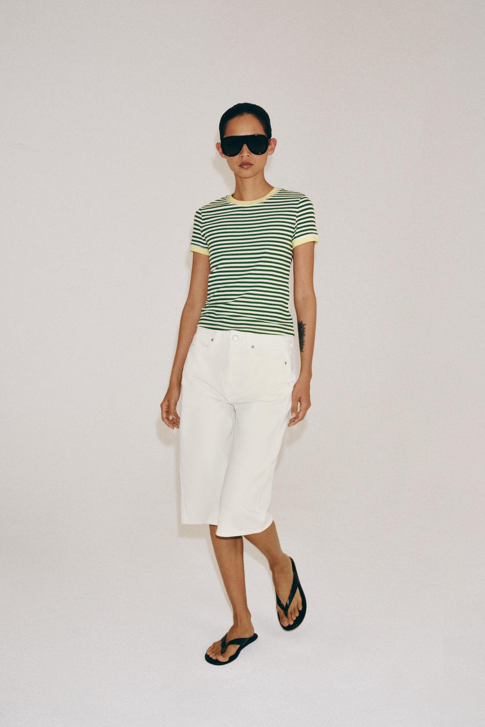 Zara - Striped Short Sleeve T-Shirt - Women - Striped - Women | Zara US
