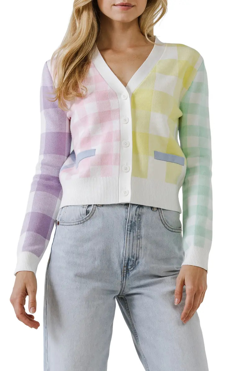 English Factory Gingham Check Cardigan | Nordstrom | Nordstrom