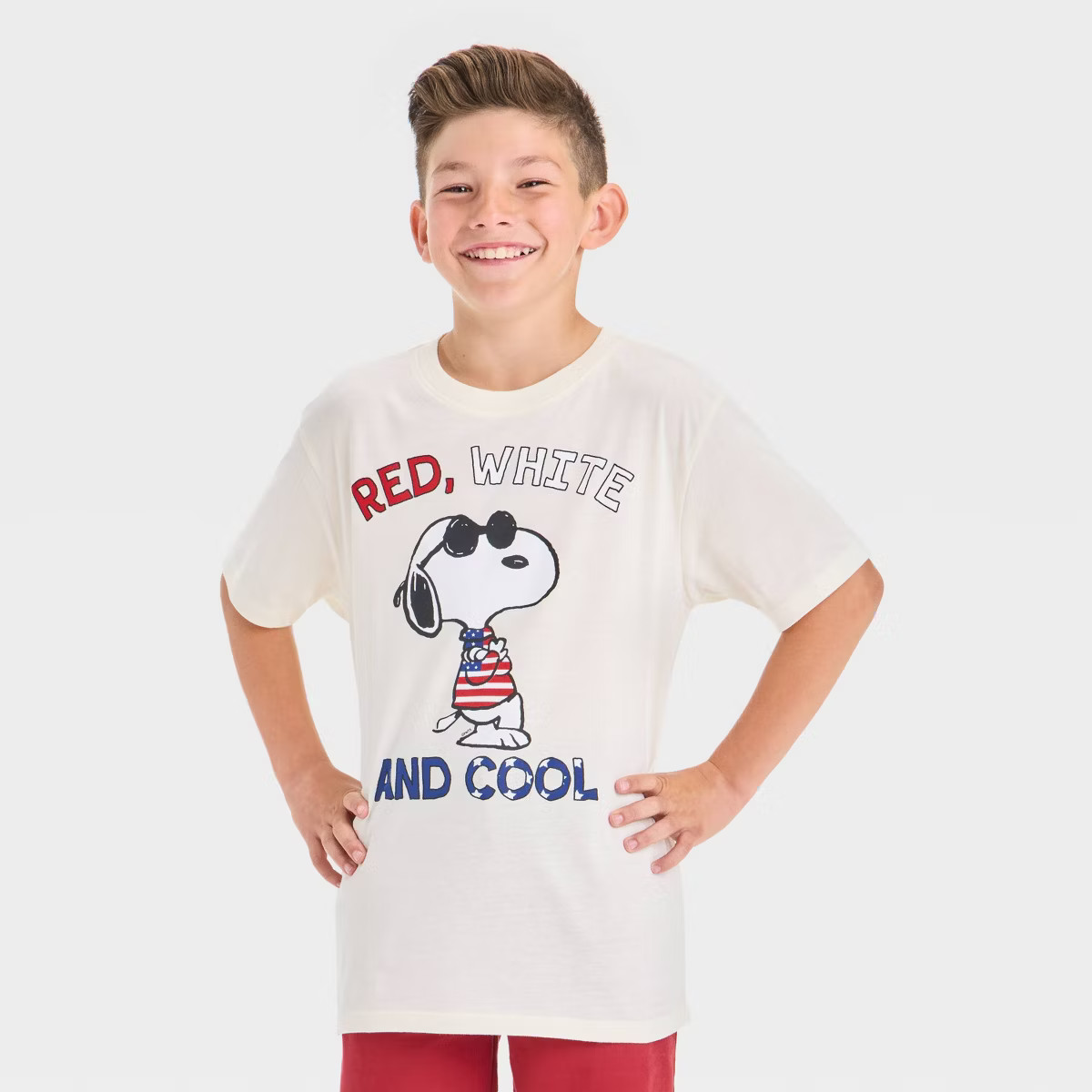 Boys' Snoopy Cool Short Sleeve Graphic T-Shirt - Cream | Target