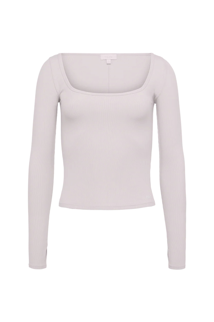 Sporty Rib Portrait Long Sleeve Top | Ruby | nuuds