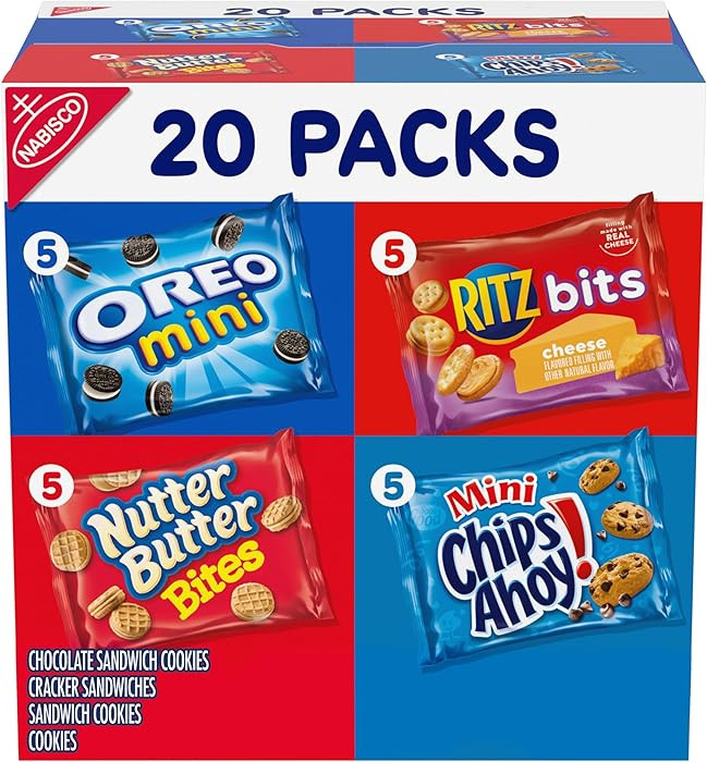 Nabisco Classic Mix Variety Pack, OREO Mini, CHIPS AHOY! Mini, Nutter Butter Bites, RITZ Bits Che... | Amazon (US)