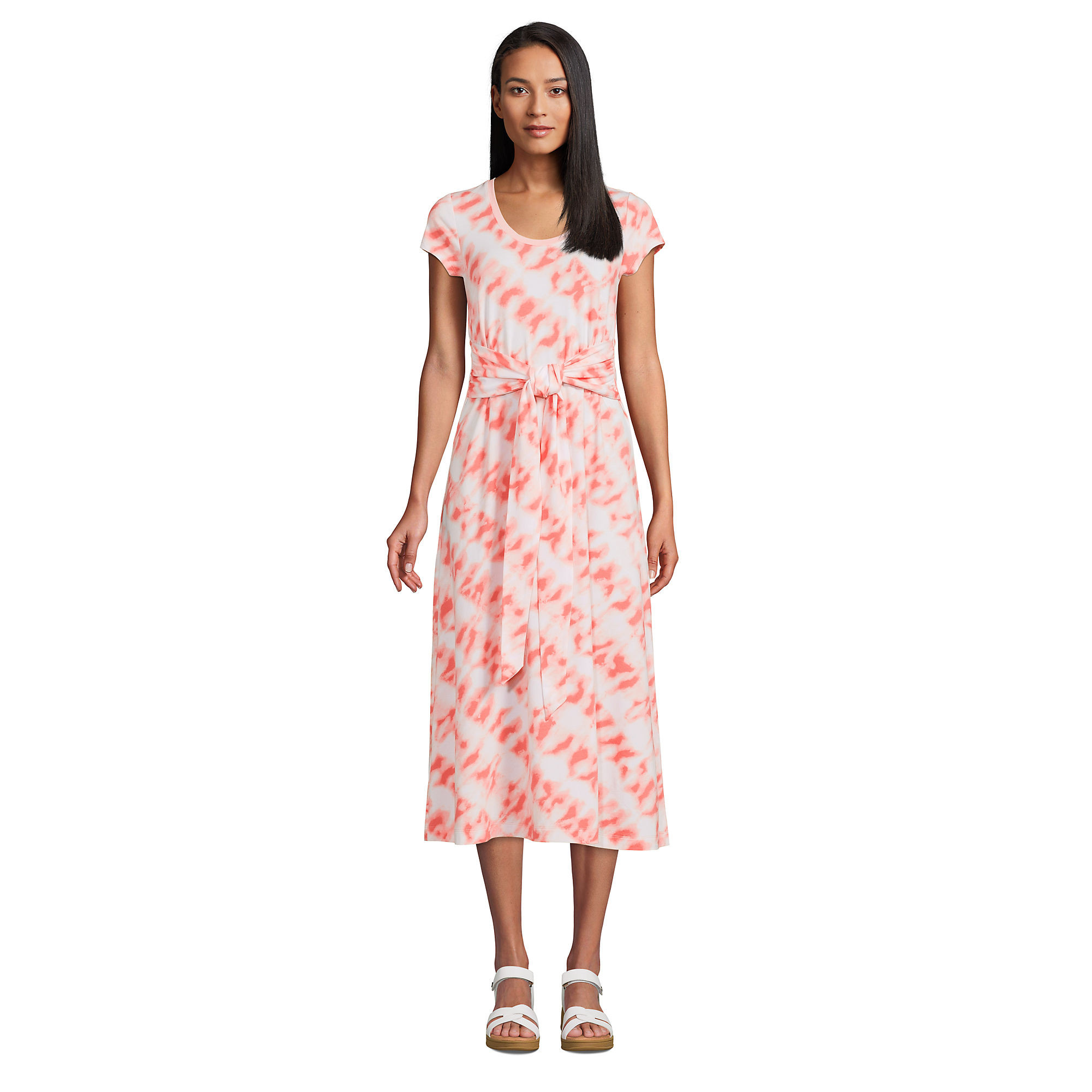 Women's Light Weight Cotton Modal Convertible Tie Waist Midi Dress | Lands' End (US)