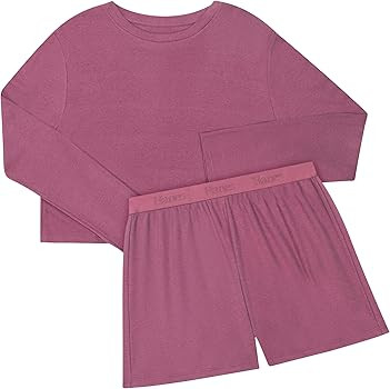 Hanes womens Sleepwear Set, Originals Supersoft Comfywear Long-sleeve Top & Sleep Shorts, Loungew... | Amazon (US)
