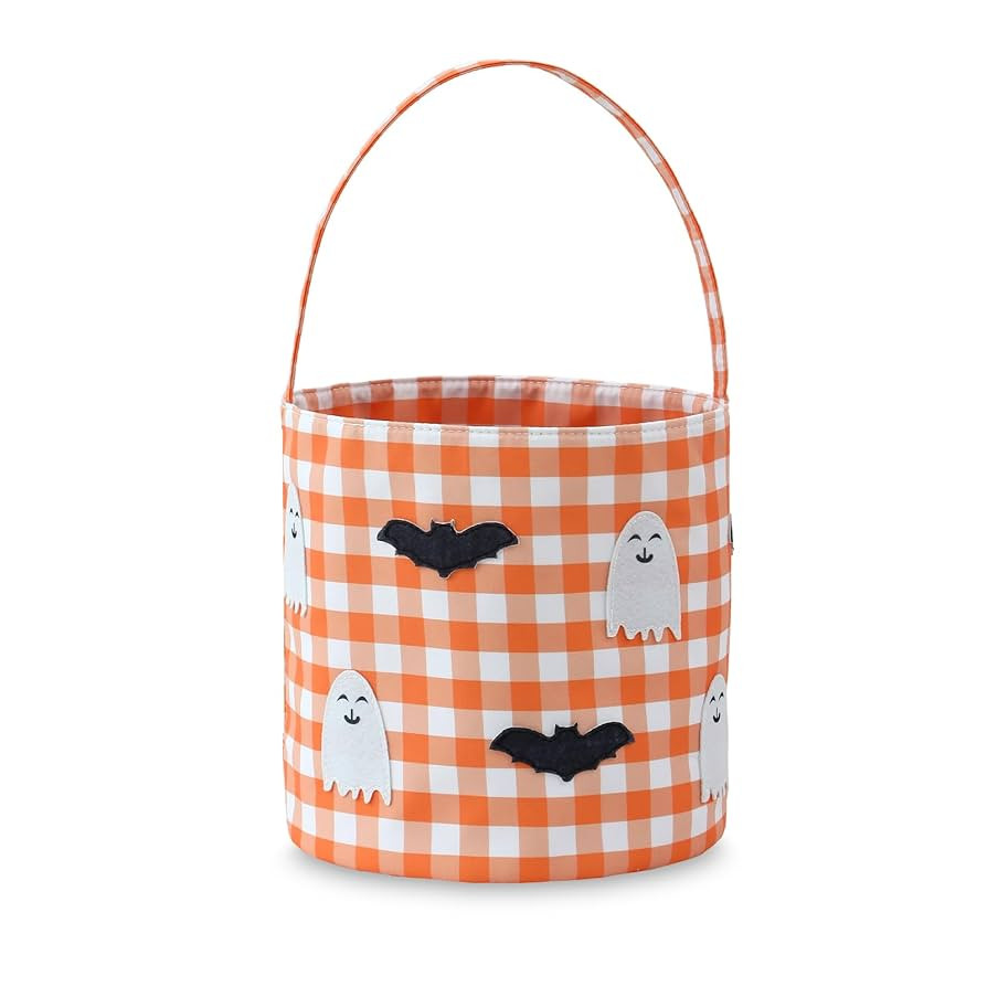 DYSHAYEN Halloween Basket Gingham Trick or Treat Bags Reusable Candy Bucket Gift Bag for Party Fa... | Amazon (US)