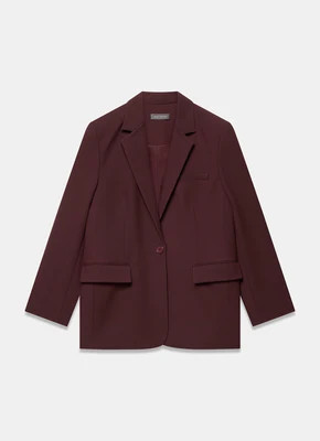 Burgundy Single Breasted Minimal Blazer | Mint Velvet