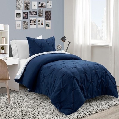 Juliette Pintuck BIAB Soft Reversible Printed Comforter With Sheet Set Navy 5Pc Set Twin-Xl | Target