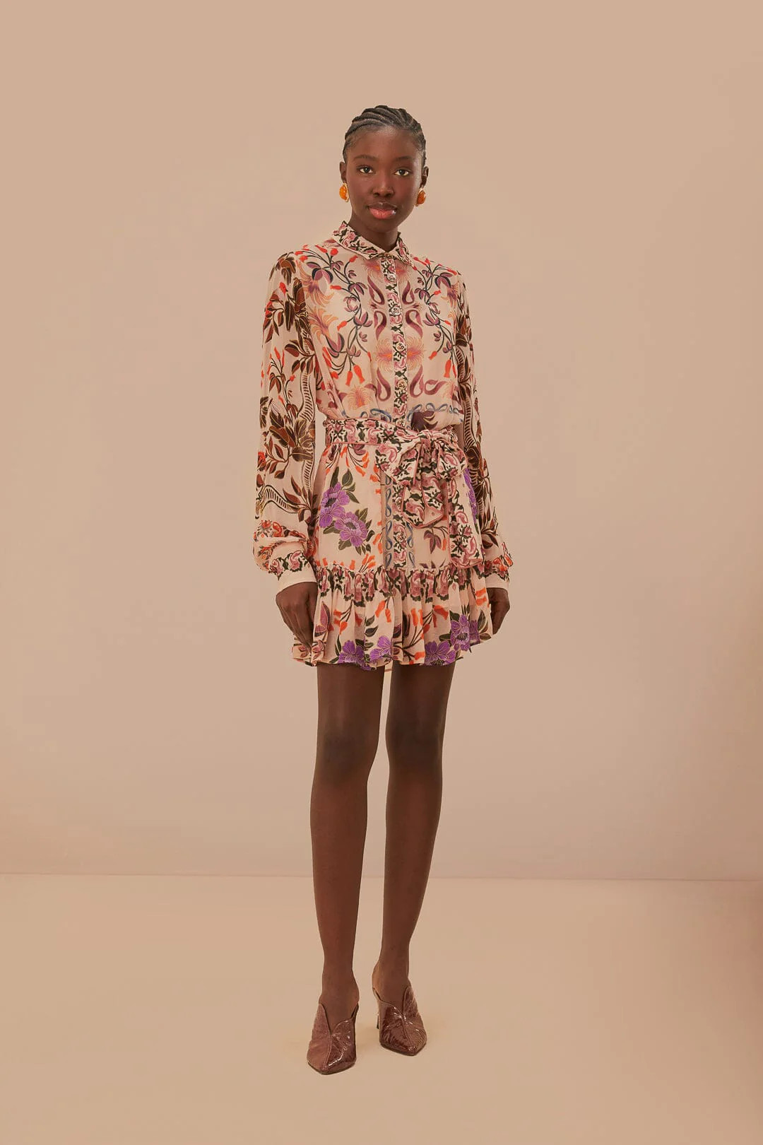 Cream Winter Garden Mini Dress | FarmRio (US)