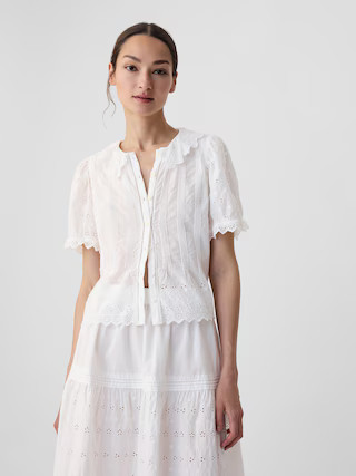 Gap × DÔEN Cropped Eyelet Shirt | Gap (US)