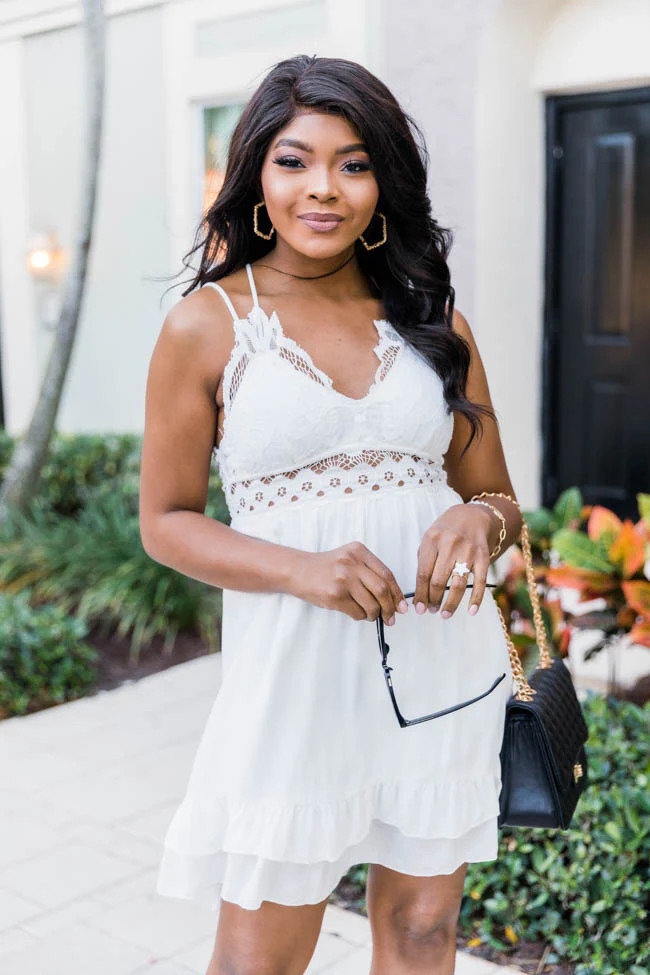 Won't Forget Me White Lace Dress | The Pink Lily Boutique