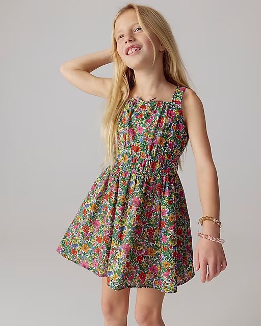 Girls' smocked-waist dress in floral cotton voile | J.Crew US