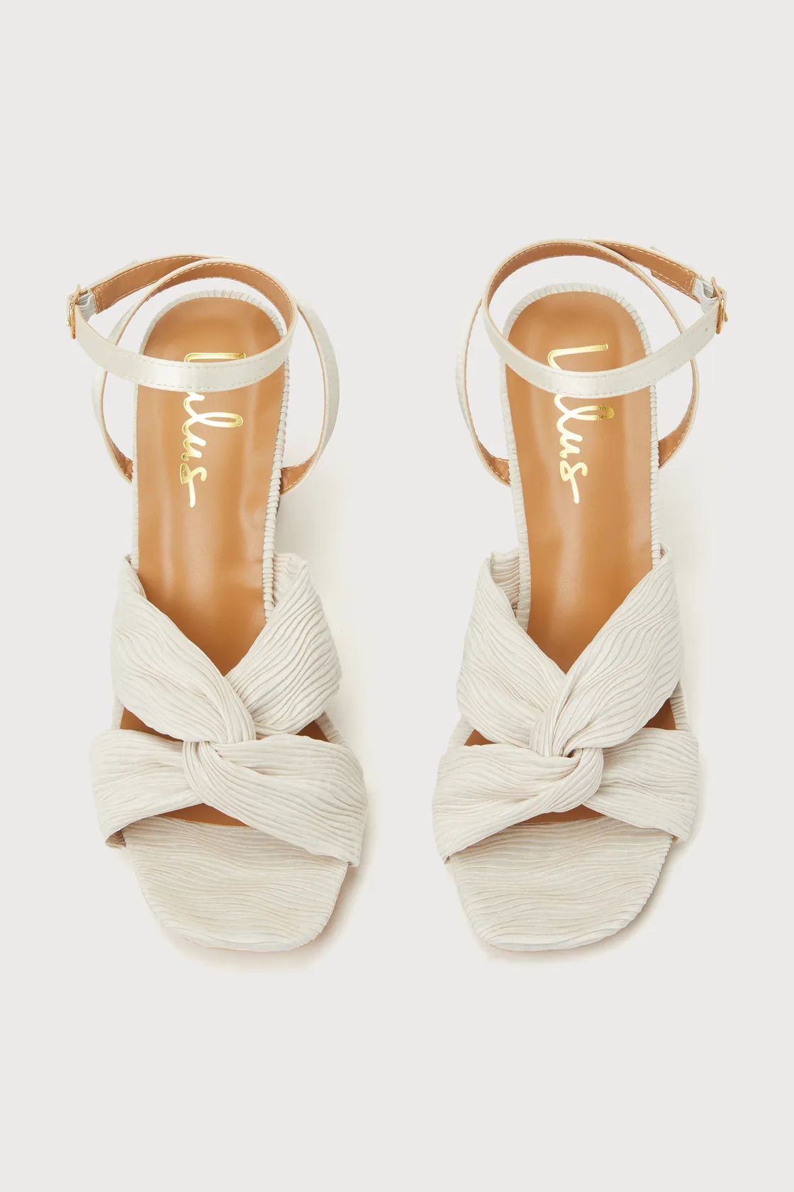 Doroknot Champagne Knotted Pleated High Heel Sandals | Lulus