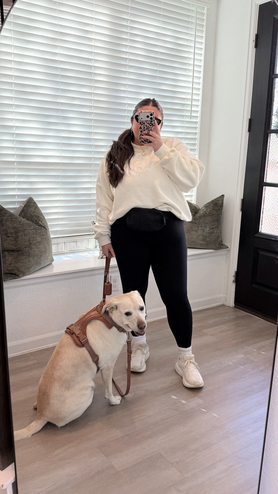 Walk outfit. Walking outfit. Dog walking outfit. Dog walk outfit. Dog harness. Dog leash. Leggings. Sneakers.

#LTKdayinmylife #LTKfitnessgoals #LTKselfcare