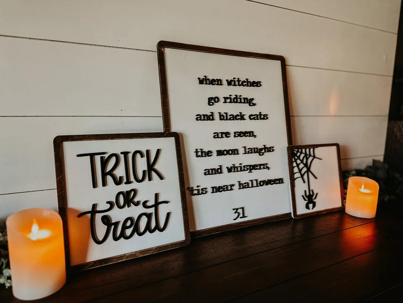 Halloween Sign Trio Halloween Decor Trick or Treat Halloween Signs Halloween Sign Bundle Hallowee... | Etsy (US)