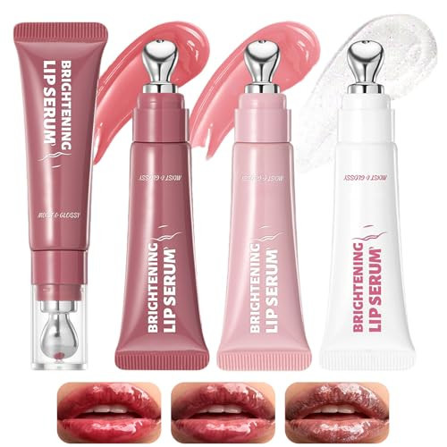 KTouler 3Pcs Peptide Brightening Lip Gloss Serum Set,Hydrating Clear Pink Red Lip Gloss for Women,Glitter Glossy Finish Nourished with Plumping Polypeptides | Amazon (US)