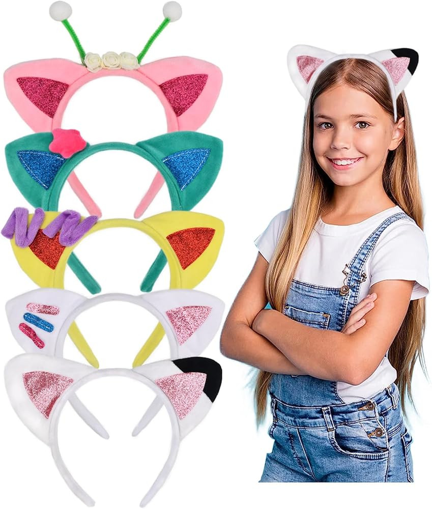 5 PCS Cat Ears Headband Set-Halloween Christmas Festival Theme Party Cartoon Cosplay Costume Acce... | Amazon (US)