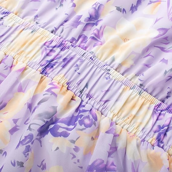 GRACE KARIN Floral Dress for Women Summer Casual Flowy Long V Neck Sundress Sleeveless Tiered Bea... | Amazon (US)