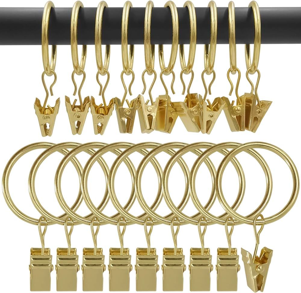 Amazon.com: AMZSEVEN 90 Pack Curtain Rings with Clips, Drapery Clips with Rings, Hangers Drapes R... | Amazon (US)