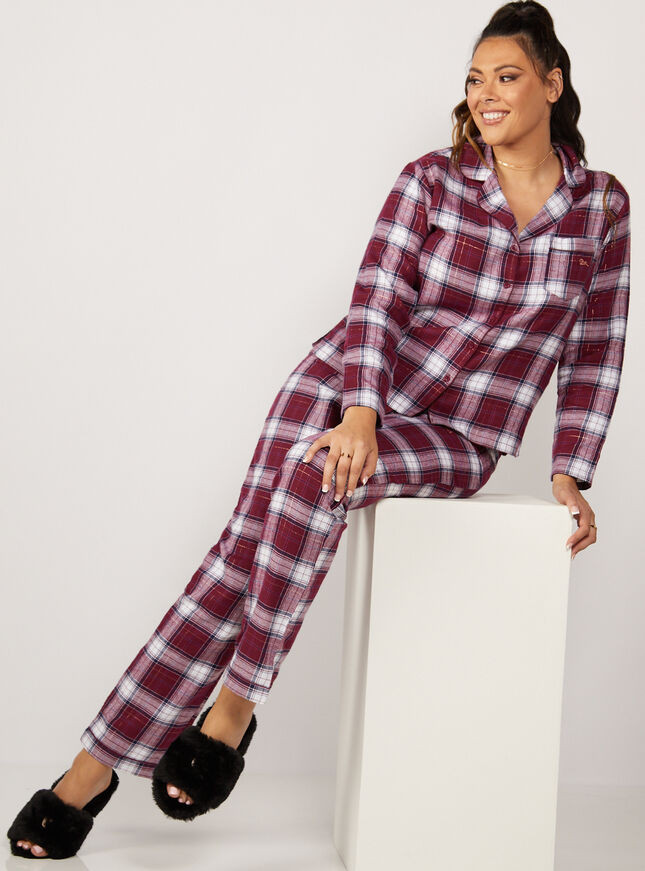 Burgundy check pyjamas in a bag - Burgundy | Boux Avenue (UK)