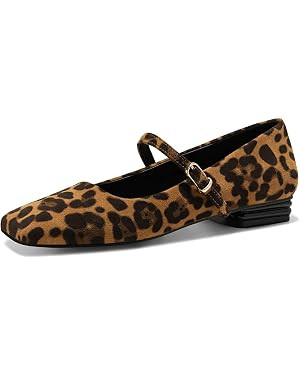 Coutgo Women's Mary Jane Flats Closed Square Toe Ballet Flat Dressy Comfortable Slip on Shoes | Amazon (US)