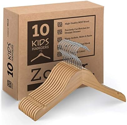 High-Grade Wooden Childrens/Kids Hangers (10 Pack) Smooth & Durable Wood Baby Hangers / Nursery H... | Amazon (US)
