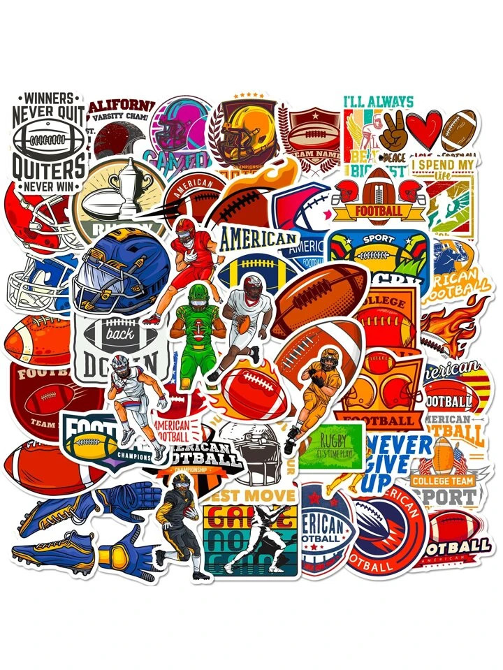 50pcs Football Never Give Up Stickers For Guitar Skateboard Water Bottles Bumper Helmet Snowboard... | SHEIN