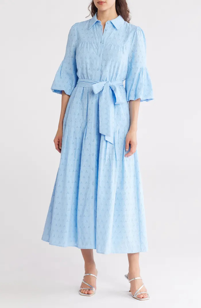 Eyelet Tie Waist Shirtdress | Nordstrom Rack