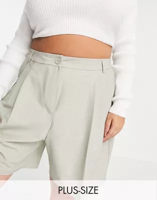 COLLUSION Plus longline tailored shorts in light green | ASOS (Global)