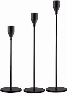 SUJUN Matte Black Candle Holders Set of 3 for Taper Candles, Decorative Candlestick Holder for We... | Amazon (US)