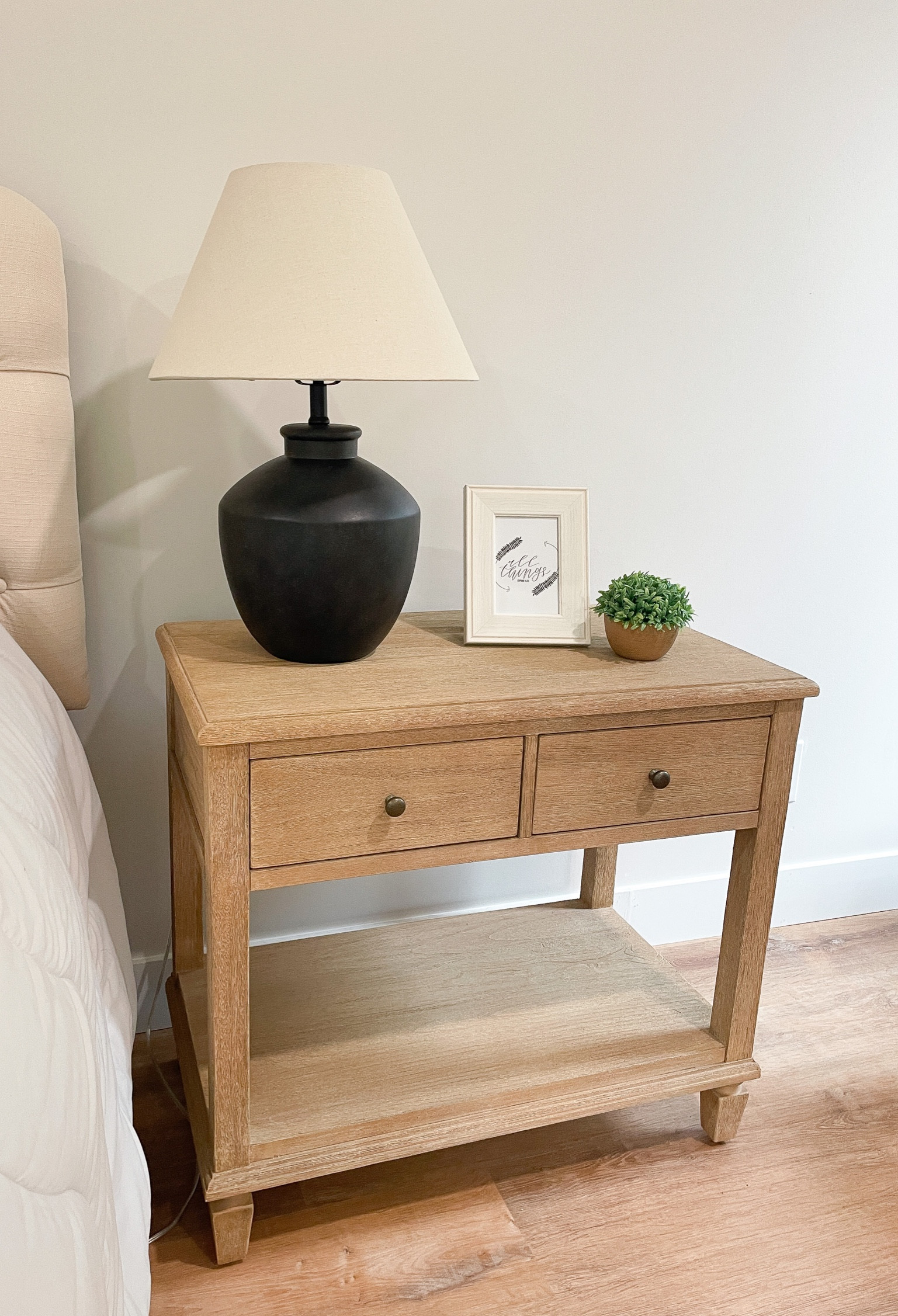 Bedroom nightstand, bedside table, bedroom lamp, Walmart lamps, black oversized lamp

#LTKunder100 #LTKhome