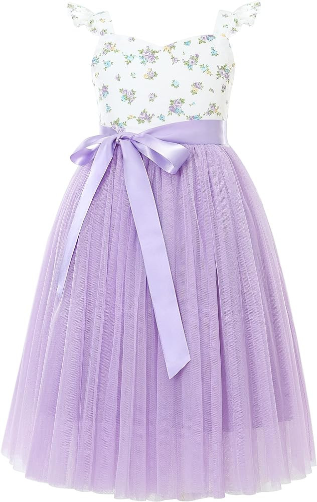 Flofallzique Girls Tulle Dress Summer Floral Wedding Birthday Easter Casual Toddler Tea Party Dre... | Amazon (US)