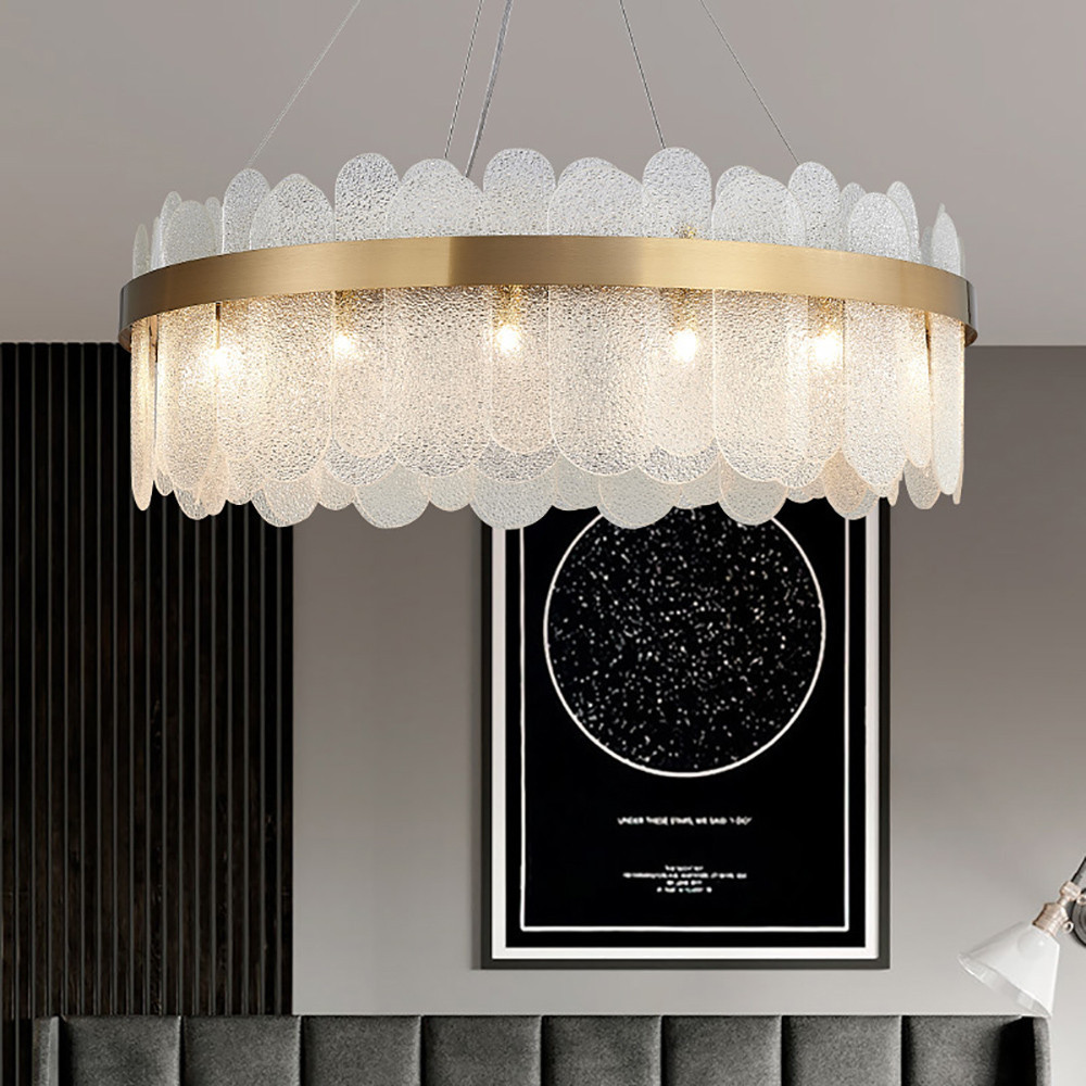 Revel Modern Round 10-Light Tiered Clear Glass Chandelier | Homary